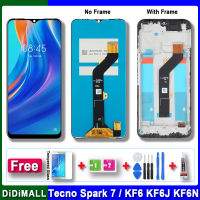 100% แสดงผลต้นฉบับสำหรับ Tecno Spark 7ดิสเพลย์ KF6 KF6N KF6J แอลซีดีหน้าจอสัมผัสไทเซอร์สำหรับ Tecno Spark 7ชุดประกอบจอแอลซีดีพร้อมกรอบ