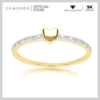 Gemondo แหวนทองคำ 9K ประดับเพชร (DIAMOND) บริเวณบ่าข้าง ดีไซน์รูปทรงหัวใจ : แหวนทอง แหวนหัวใจ แหวนเพชร