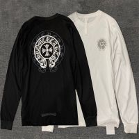 Chrome Hearts1✉☃ↂ ฤดูใบไม้ร่วงอินเทรนด์ยี่ห้อสันสกฤตพิมพ์ ghosting Horseshoe Sanskrit CROSS เสื้อยืดแขนยาวผู้ชายและผู้หญิงอินเทรนด์