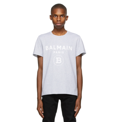 Balmain Tshirt Mens Reflective Letter Printed Allmatch 100% Cotton Gildan