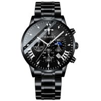 ∏┇ Domineering malequartz watch waterproof luminous moon and stars stopwatch mechanical steel belt man watches calendar