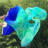 【YD】 Wholesale dyed pure natural silk fan veils for belly dance 180cm long dancer show on the stage A pair