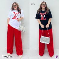 J19131 Set #Bigsize 2 ชิ้น เสื้อคอกลมแขนสั้น + กางเกงขายาว Set #Bigsize 2 pieces, round neck shirt + long pants.