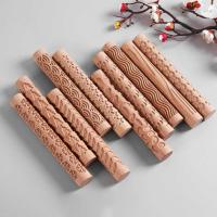 Rolling Pin Non-stick Wood Dough Roller High Density Lightweight Pastry Roller 3D Pattern Engraved Fondant Roller Mini Gadget Bread  Cake Cookie Acces