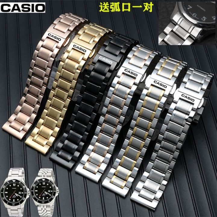 casio-นาฬิกาพร้อมเข็มขัดเหล็กชายและหญิง-1374mtp1375-vd01-นาก-mdv106-หัวเข็มขัดผีเสื้อนาฬิกาอุปกรณ์เสริม