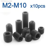 ℡№ 10pcs/lot Headless Cup Point Set Screw M2 M2.5 M3 M4 M5 M6 M8 M10 Carbon Steel Hex Socket Set Screw Hardness 12.9 GRADE