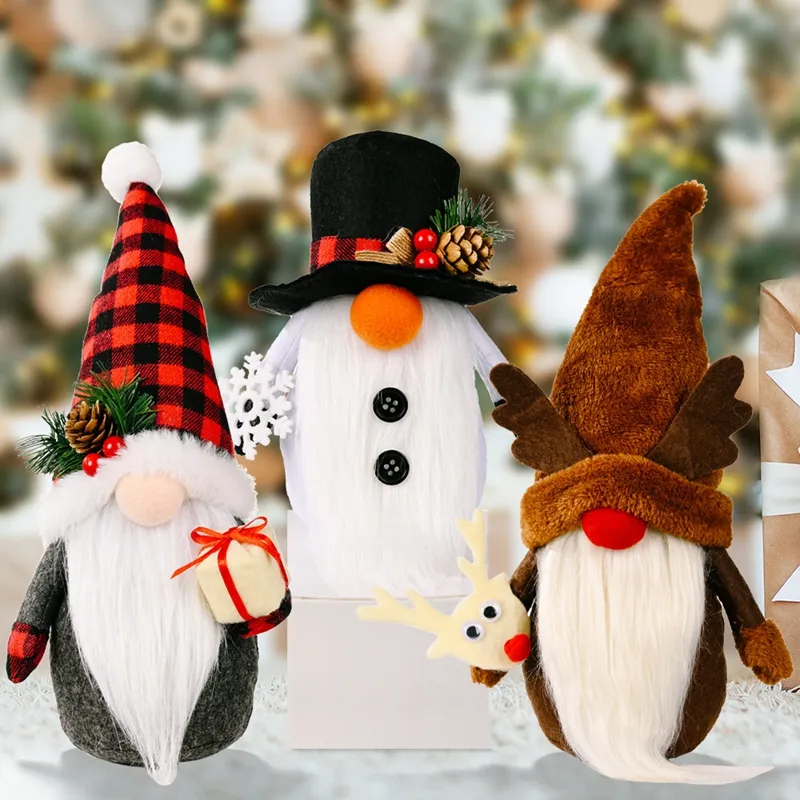 3Pcs Plush Santa Gnomes Christmas Gnomes Decorations Christmas Elf ...