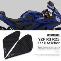 สติ๊กเกอร์ติดถัง ¤ สำหรับ Yamaha YZF R25 R3 2015 2016 2017 2018 YZFR25 Moto สติกเกอร์แผ่นติดถังกันลื่นที่ยึดเข่าแก๊สรูปลอก3M ด้านข้างฉุด