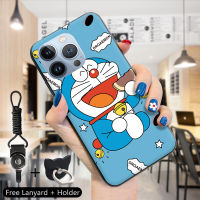 GGK เคสสำหรับ Apple เคสซิลิโคนนิ่มลายการ์ตูนโดราเอม่อนสำหรับ iPhone 15 Pro Max 15 15 Pro เคสครอบโทรศัพท์ยางแหวนใส่นิ้ว