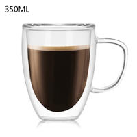 250/350/450ml Double Wall Heat Resistant Glass Cup Office Coffee Tea Handle Mug