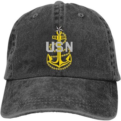 2023 New Fashion  Us Navy Senior Chief Petty Officer Adjustable Denim Hat Adult Vintage Baseball Cap，Contact the seller for personalized customization of the logo