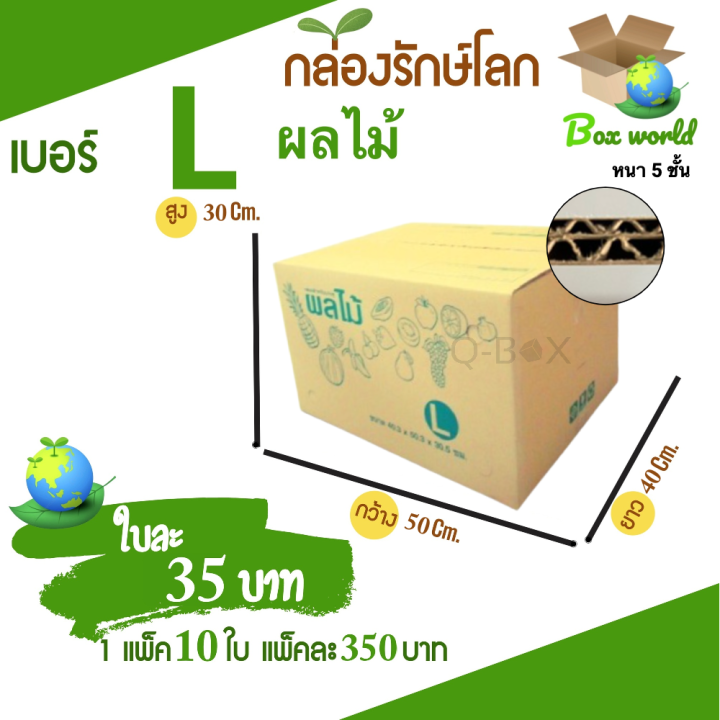 กล่องใส่ผลไม้เบอร์ ขนาด  L ลูกฟูกหนา 5 ชั้น (10 ใบ)