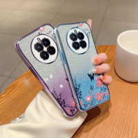 เคสสำหรับ Huawei Mate 50 /Mate 50 Pro ลายดอกไม้ประดับเพชรแวววาวดีไซน์ลายดอกไม้เคสมือถือซิลิโคนกันกระแทกฝาหลังเคสป้องกันผู้หญิง