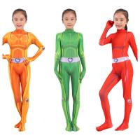 2019 Totally Spies Cosplay Costume Kids Zentai Bodysuit Hero Jumpsuits Cosplay Halloween Kids Boy girl Party Costume