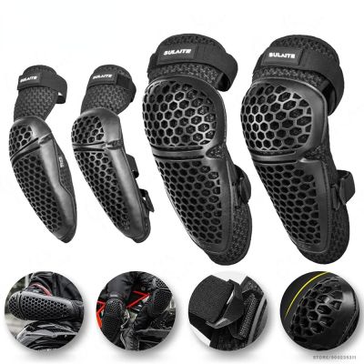 4pcs Motorcycle Knee Elbow Pads Protection Motocross Racing Knee Shin Guards Protective Gear for Adults Adjustable Knee Cap Pads Knee Shin Protection
