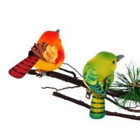 2 PCS/LOT Cute Simulation Bird Decor Christmas Bird Ornament Decoration Flock Boutique New Year Figurines Miniatures Kid Gift