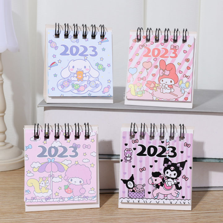 2023 Sanrio Kuromi Cinnamoroll Desk Coil Calendar Kawaii Cartoon Dual