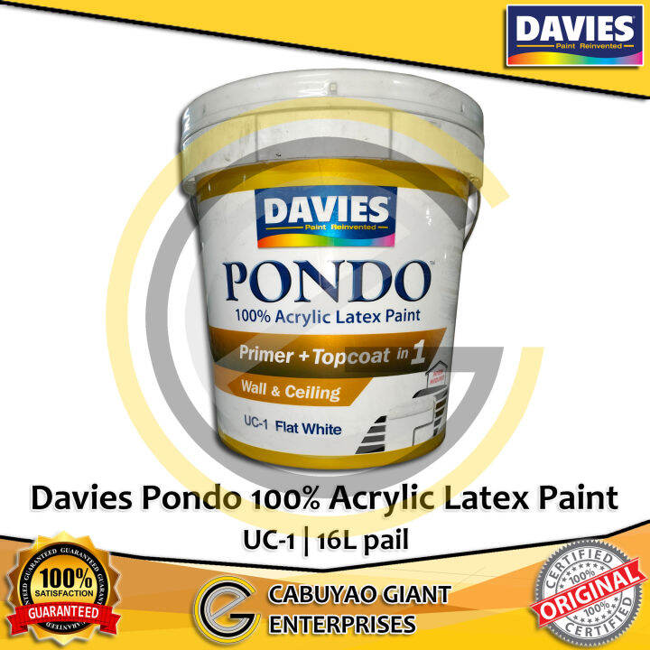 Davies Pondo 100 Acrylic Latex Paint UC1 Flat White 16 liters Lazada PH