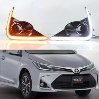 SNCN ไฟหน้ารถ LED กลางวัน2ชิ้น12V สำหรับ Toyota Corolla X 2021 2022 Daylights แบบไดนามิกสัญญาณไฟสีเหลืองรถไฟตัดหมอก DRL