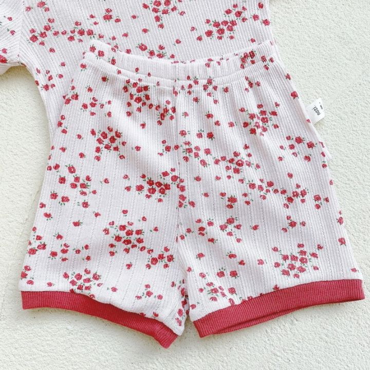 summer-baby-clothes-girl-boy-pajamas-cotton-round-collar-short-sleeves-red-green-floral-sleepwear-newborn-nightgown-uni-e1156