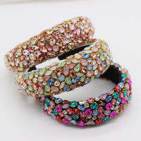 1Pc คุณภาพสูง Baroque แถบคาดศีรษะคริสตัล Luxury Rhinestones Hoop Hairband เครื่องประดับผมสำหรับผู้หญิงที่คาดผม Headwear