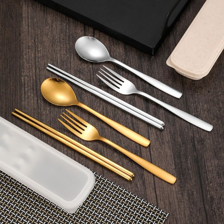 2-3pcs-portable-tableware-stainless-steel-cutlery-set-with-case-travel-camping-dinnerware-spoon-fork-chopsticks-kitchen-utensils-flatware-sets