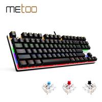 Metoo Edition คีย์บอร์ดแบบกลไก87ปุ่มสีน้ำเงินคีย์บอร์ดเกมสำหรับแท็บเล็ตเดสก์ท็อปและสติกเกอร์