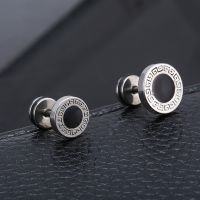 [HOT ZUQIOULZHJWG 517] 1 PC Design สแตนเลสผู้หญิง39; S Studs ต่างหูสำหรับผู้ชายหู Piericng หินสีดำทองเงินสี Face Stud ต่างหูเครื่องประดับ