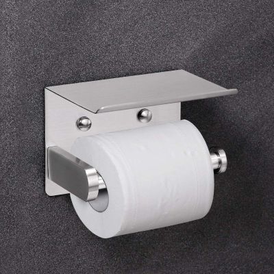 Space Aluminum Toilet Paper Holder with Phone Shelf Bathroom Tissue Holder Toilet Paper Roll Holder Rack Bathroom Oragnaizer