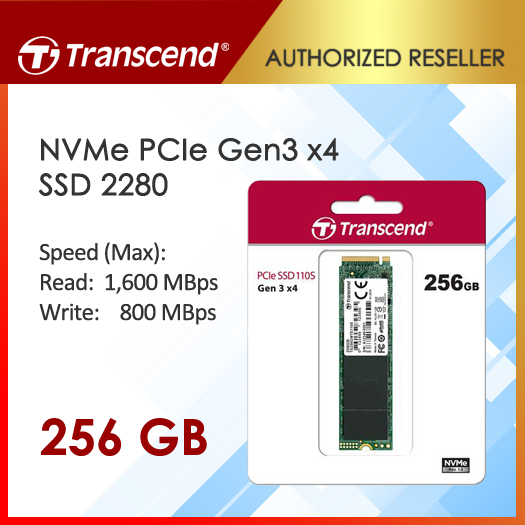 Transcend 256GB MTE110 M.2 2280 NVMe SSD PCIe 3x4Gen | Read/Write Speed ...