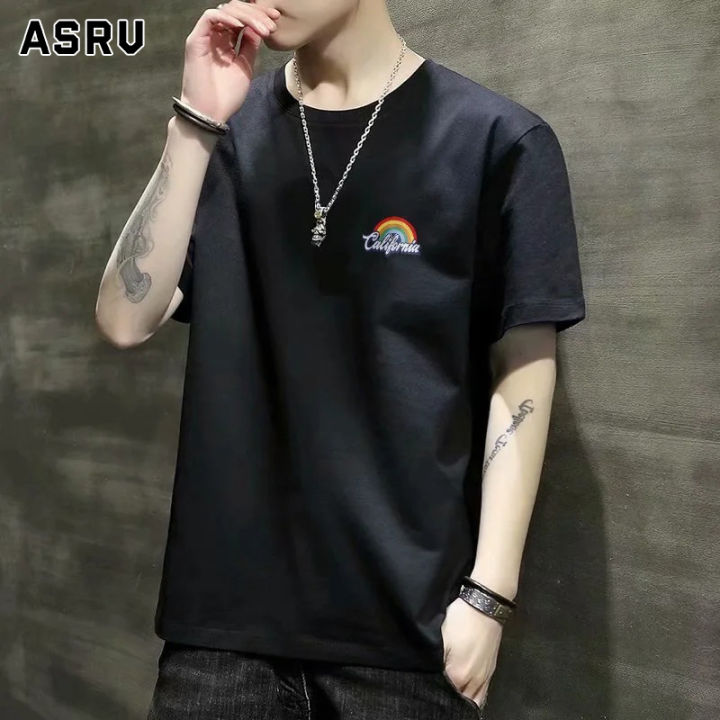 asrv-เสื้อยืดคอกลมแขนสั้นสำหรับผู้ชายเสื้อยืดคอกลมแฟชั่นฤดูร้อนแขนสั้นผ้าบางทันสมัยใส่ได้หลากหลายโอกาสเสื้อยืดผู้ชายเสื้อกล้ามชายเสื้อยืดคอกลม