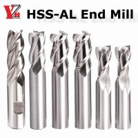 HSS-AL End Mill 2 3 4 ขลุ่ยก้านตรง CNC MetalTool เส้นผ่านศูนย์กลางความแม่นยําสูง 4mm 6mm 8mm 10mm 12mm 16mm 18mm 20mm 25mm