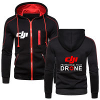 DJI Professional Pilot 2021 Mens Zipper Pure Cotton Fashion Hooded Jacket Mens Sweater Applique Pure Color Casual Top