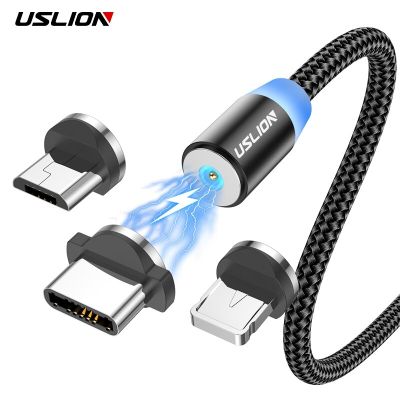 USLION LED Magnetic USB Cable Fast Charging Type C Cable Magnet Charger Data Charge Micro USB Cable Mobile Phone Cable USB Cord Wall Chargers