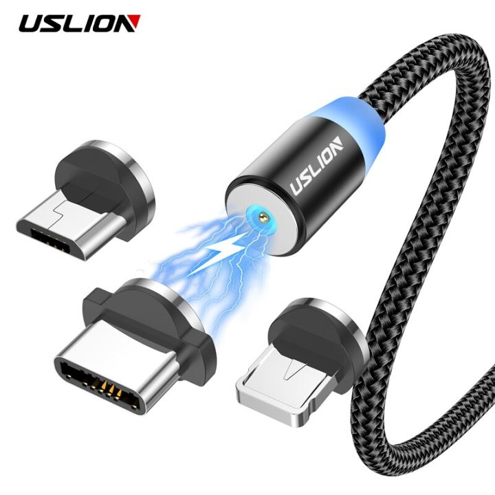 uslion-led-magnetic-usb-cable-fast-charging-type-c-cable-magnet-charger-data-charge-micro-usb-cable-mobile-phone-cable-usb-cord-wall-chargers