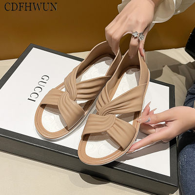 CDFHWUN 2023รองเท้าแตะผู้หญิงทรงแบนใหม่สำหรับฤดูร้อนแมรี่เจนพื้นรองเท้าหนาของรองเท้าชายหาดแม่
