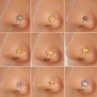 [COD] European and creative piercing-free U-shaped nose clip ins fashion geometric ring flower fake decoration piercing