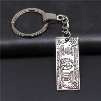 DIY Metal Keychain Holder Antique Silver Color 42x18mm Money Us Dollar Pendant Keyring Souvenirs Gift Key Chains