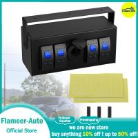 Flameer แผงสวิตช์ปิดเปิด12V 4 Gang Rocker ทนทานสำหรับรถยนต์เรือทะเล