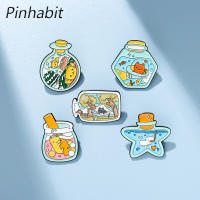 Pinhabit เข็มกลัดเคลือบรูปขวดเก็บฝันสำหรับแมวเข็มกลัดชีวิตในฝันเข็มกลัดติดป้ายของขวัญตุ๊กตาการ์ตูนน่ารักสำหรับเพื่อนเด็ก