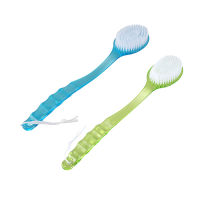 2 Pcs Long Handled Body Bath Shower Back Brush Scrubber Massager Disability Helper Green &amp; Blue