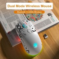 Dual Mode Wireless Mouse Bluetooth 2.4GHz USB Wireless Gaming Mouse 6Keys Slience Click with RGB Light Mouse Basic Mice