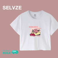 SELVZE ฉบับภาษาเกาหลีของลายตัวการ์ตูนน่ารักเสื้อยืดสั้น A2685สูงสุด