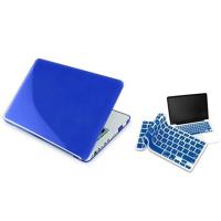 Clear Dark Blue Hard Shell Case Compatible With 13-Inch Macbook Pro, W/ Free Dark Blue Keyboard Skin