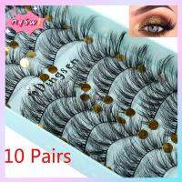 NQSW SKONHED 10 Pairs ผู้หญิง เป็นธรรมชาติ ตัวเล็ก เครื่องมือขยาย Crisscross ขนตาปลอม 3D Faux Mink Hair