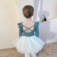 ❖☸ Girl Ballet Tutu Dress Professional Kids Gymnastics Dance Ruffles Long/Short Sleeve Leotard Practice Ballet Costume Ballerina