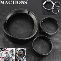 ✱┇❦ Motorcycle Chrome 7 Visor Headlight Trim Ring 4.5 Fog Light Cover For Harley Touring Road King Electra Glide Trike FLHR FLHT