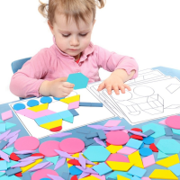 180pcs Wooden Jigsaw Puzzle Set Colorful Creative Tangram 3D Puzzle Montessori Educational Learning Baby Toys for Kids Children