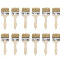 uxcell 12 Pcs 3 Inch Paint Brush Natural Bristle Flat Edge with Wood Handle Wall Treatment Tool for Paint  Varnishes  Glues Paint Tools Accessories