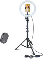 Fugetek 12" Selfie Ring Light Tripod Kit, Phone Holder, Bluetooth Remote, Aluminum Stand Extends to 51", USB Powered, Compatible with iPhone &amp; Android, 3 Color Modes, Video, Photos, Makeup, TikTok 12